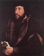 HOLBEIN, Hans the Younger, Portrait of a Man Holding Gloves and Letter sg